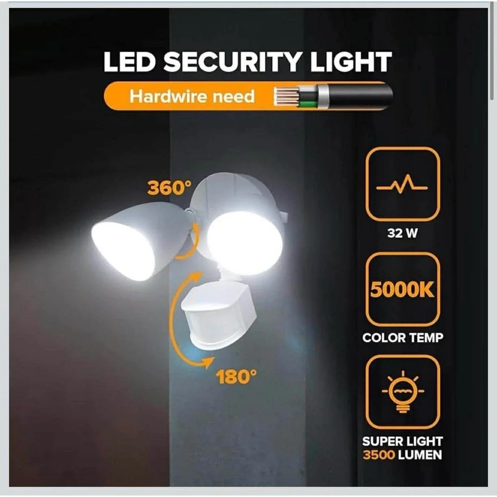 LUTEC 32W 3500 Lumens Security Lights‎ Motion Sensor Light 5000K L3 - NEW